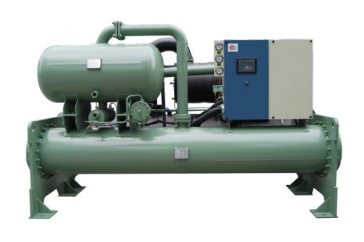 Unit pompa panas sumber air panas tipe banjir dan sekrup 